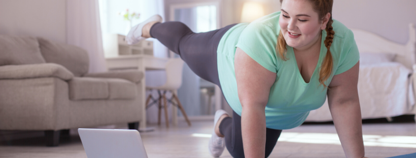 Woman exercising at home