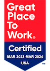 Frontpage Great Place to Work Certified March 2023-March 2024, USA
