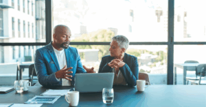 Man and woman having a meeting.